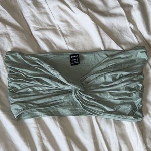 Shein light green twist front cropped bandeau top